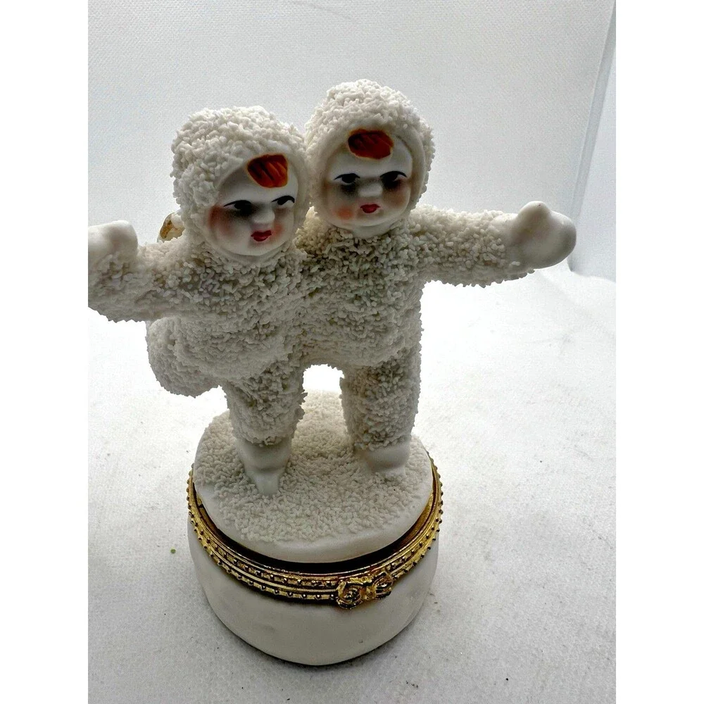 Vintage Snowbabies Trinket Box hinged christmas angels gift
